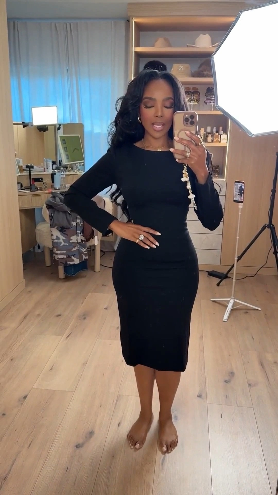 ✨ Classic Black, Perfectly Sculpted

This sleek black midi is one of those forever pieces that truly earns its place in your closet. The sculpting fabric smooths and flatters while still feeling comfortable and wearable, making it easy to dress up or down. Timeless, polished, and endlessly versatile, it’s the kind of staple you’ll reach for season after season — a true cost-per-wear win.

Perfect for:
• Date nights
• Holiday events
• Dinners and celebrations
• Work-to-evening looks

📏 Sizing:
Dress: Small

Measurements:
5’4” · 138 lbs · 34D · 27” waist · 40” hips

Tap to get details.

Black midi dress outfit inspiration, sculpting black dress, classic little black dress styling, elevated evening looks, timeless wardrobe staples for women.

Follow me on Instagram and YouTube @kirasfashionfinds

#LTKootd #LTKPetite