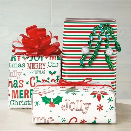 Current Christmas Multi-color Paper Gift Wrap Papers, (3 Rolls) 5.04 sq ft. | Walmart (US)