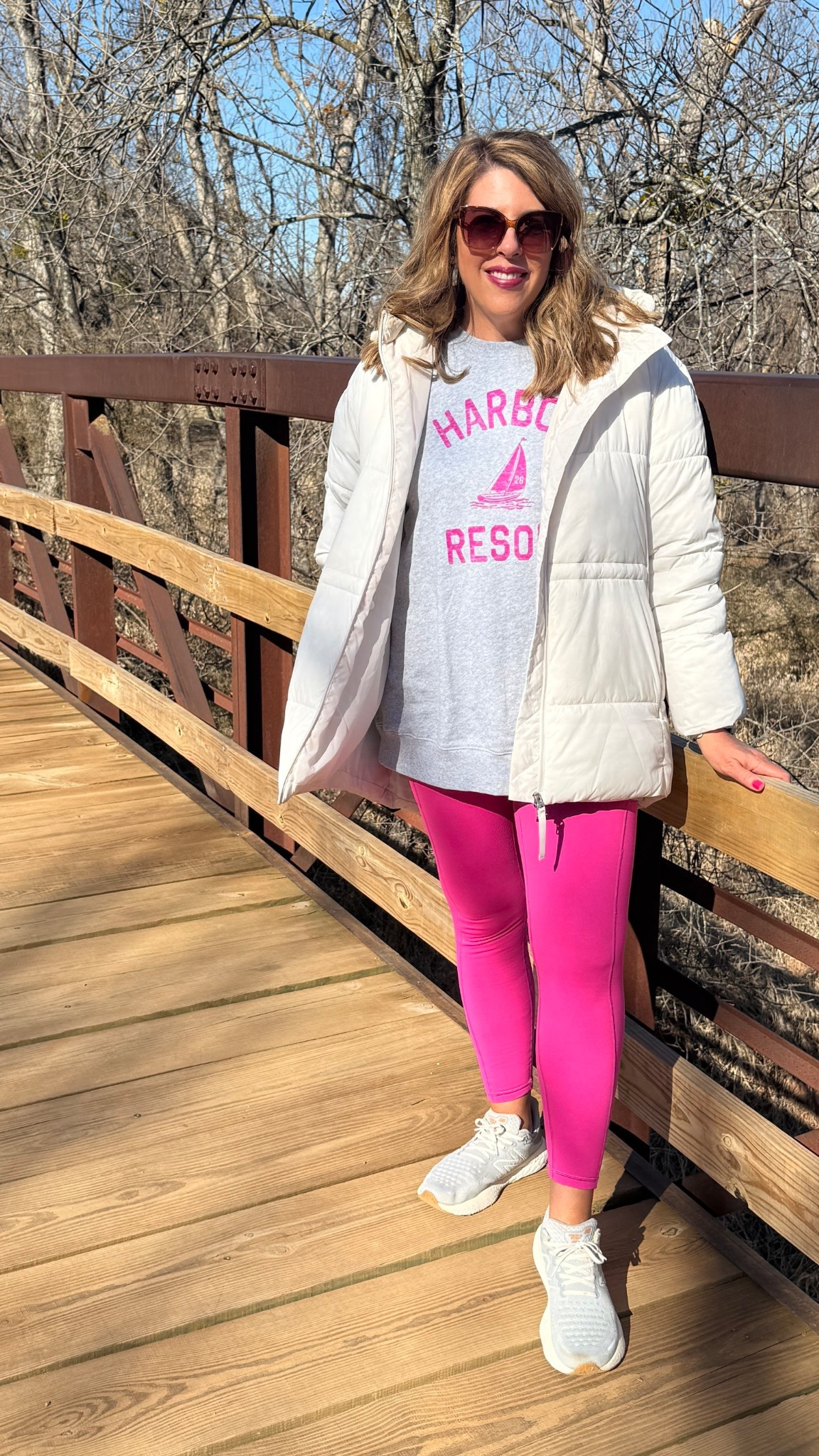 Perfect Saturday comfy outfit! I got a L in sweatshirt but probably should have done M, it’s prettyoversized… but perfect for leggings! These are my favorite fleece lined leggings for our walk on this chilly day! 

#LTKootd #LTKOver40 #LTKActive