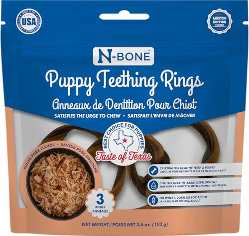 N-Bone Puppy Teething Rings Taste of Texas Pulled Pork Flavor 3 Count | Amazon (US)