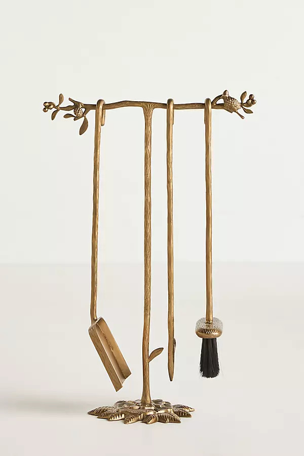 Birdie Brass Fireplace Tool Set | Anthropologie (US)