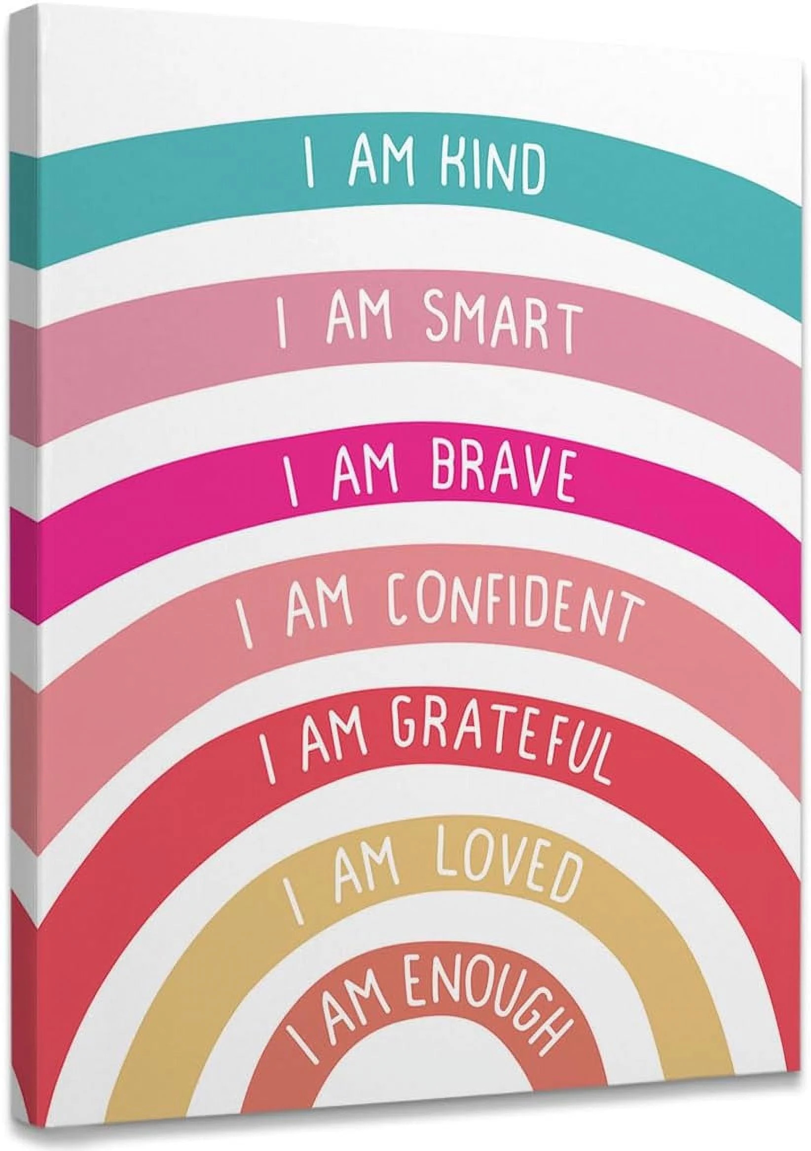I Am Kind Smart Brave Framed Canvas Wall Art Decor 11×14 inch,Boho Colorful Rainbow Girl Nursery Quote Print Painting Artwork Home Wall Decoration For Home Nursery Playroom Girls Room Kids Room - Walmart.com | Walmart (US)