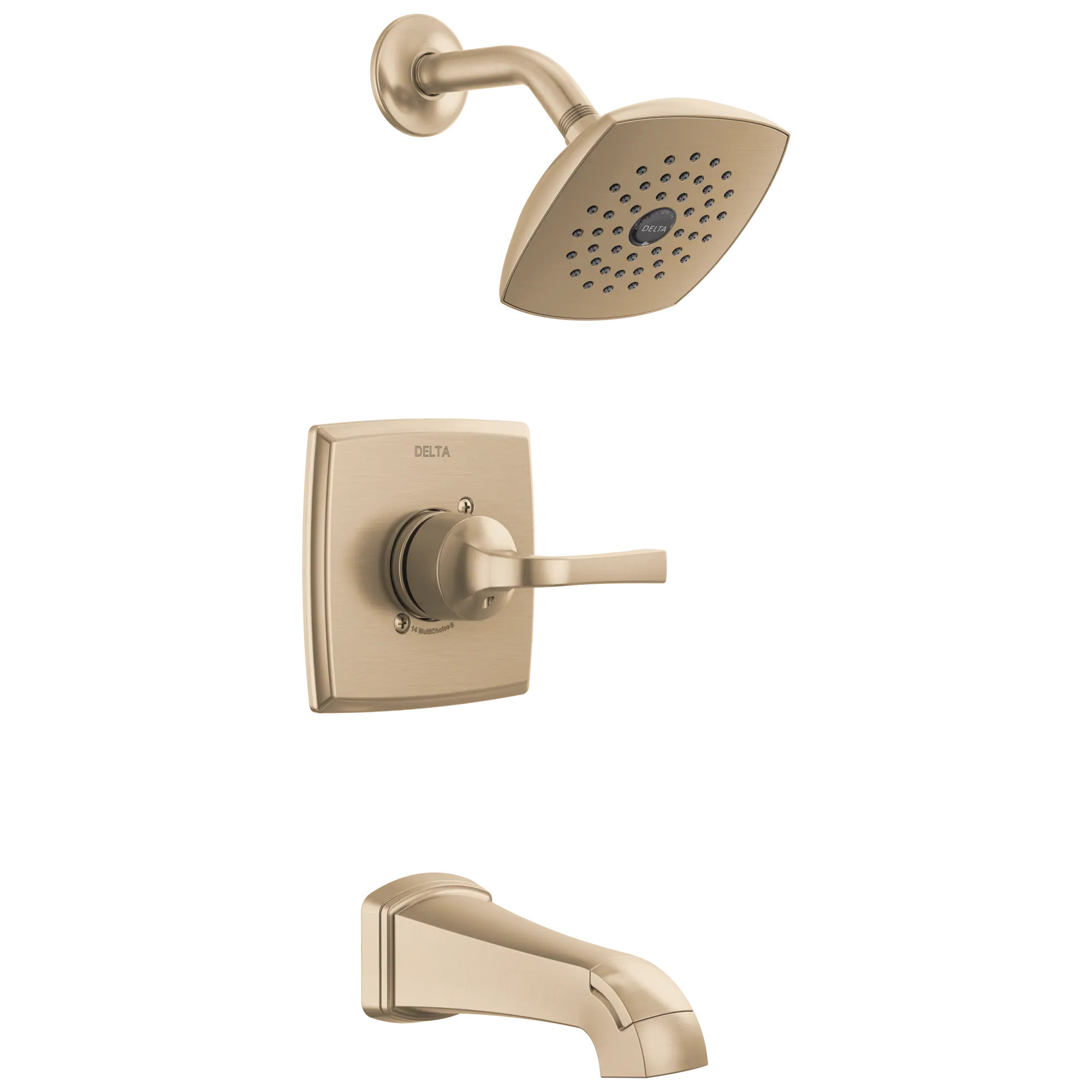 Delta Knoxville Champagne Bronze 1-handle Single function 5.25-in Square Bathtub and shower Faucet with Valve Rubber | 144854-CZ | Lowe's