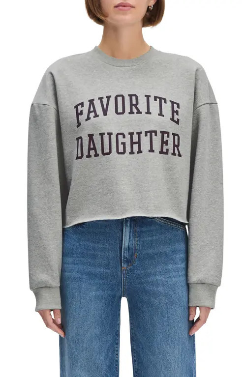 Favorite Daughter Cropped Collegiate Sweatshirt in Heather Grey/Burgundy at Nordstrom, Size Large | Nordstrom