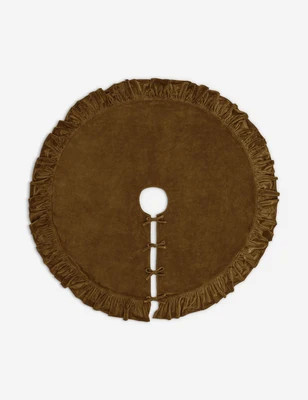 Mauree Velvet Tree Skirt, Olive | Lulu and Georgia 