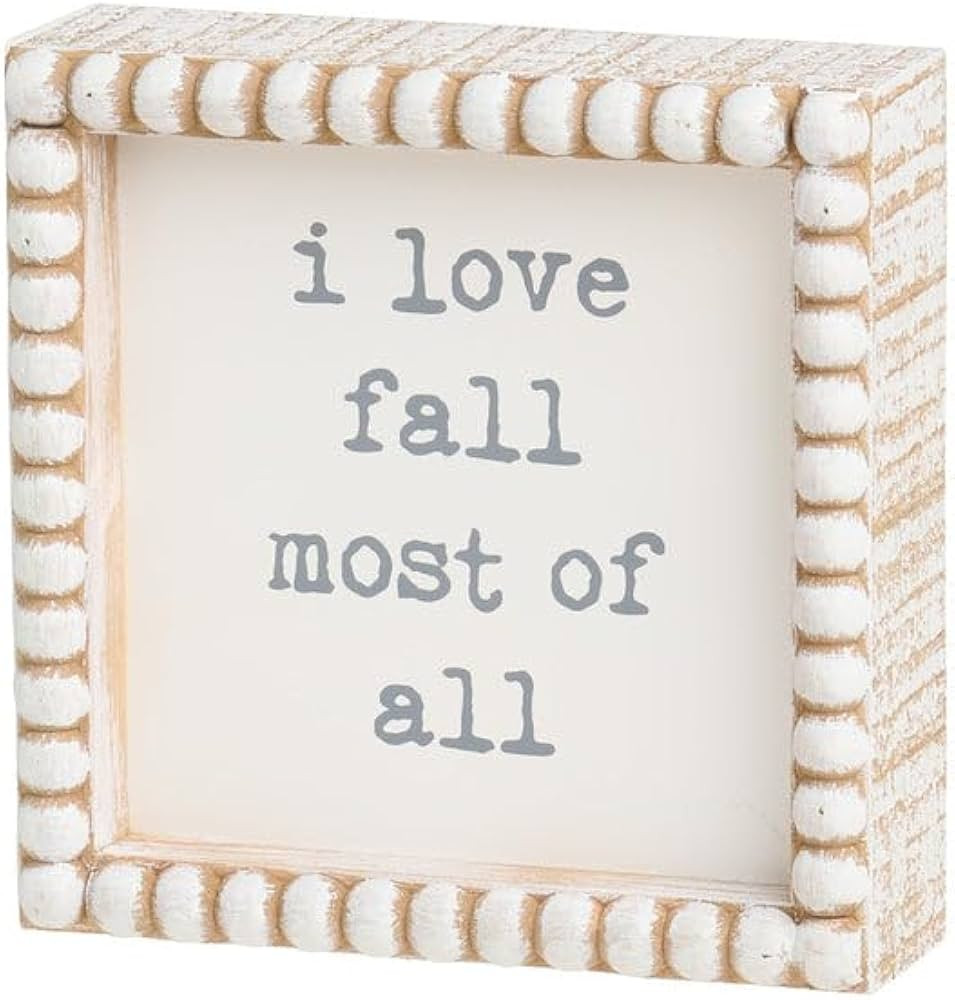 Collins Painting "I Love Fall Most of All" Weathered Wood Beaded Trim Sign - Wooden Tabletop Fall... | Amazon (US)