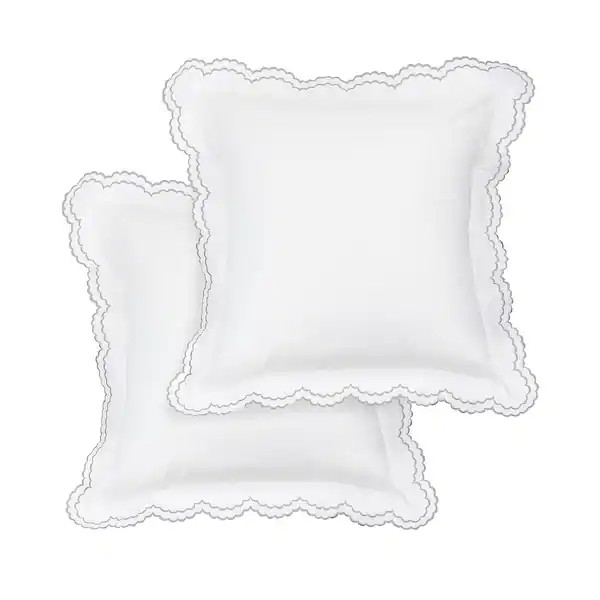Percale Double Scalloped Embroidered Pillowcase and Sham Cover Set | Bed Bath & Beyond
