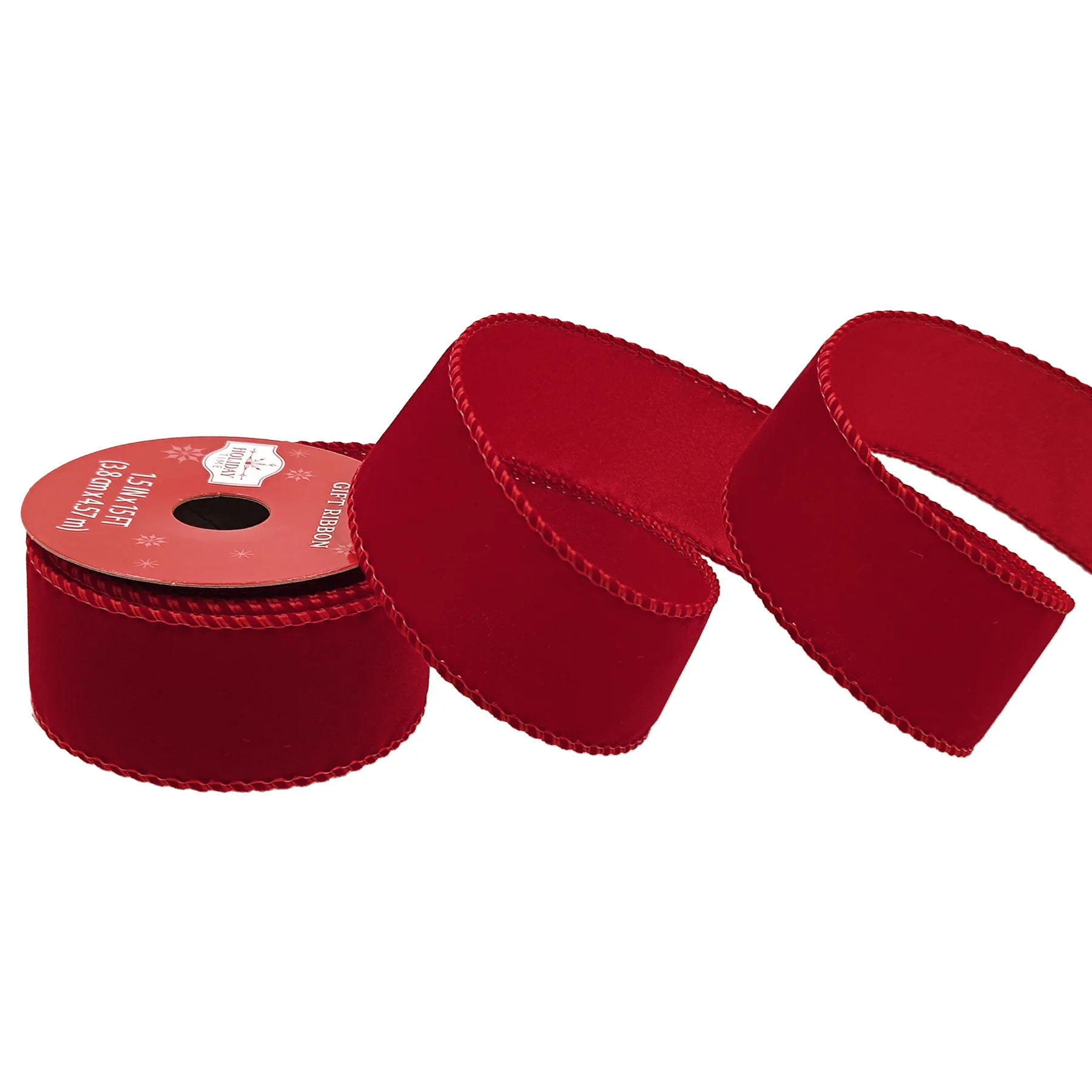 Red Velvet Wired Christmas Ribbon, 1.5" x 15', by Holiday Time | Walmart (US)