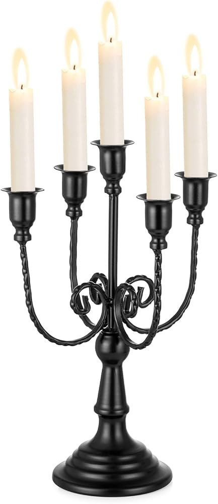 Sziqiqi Candelabra Black Candle Holders - 5 Arms Candlestick Centerpiece for Tables Vintage Candl... | Amazon (US)