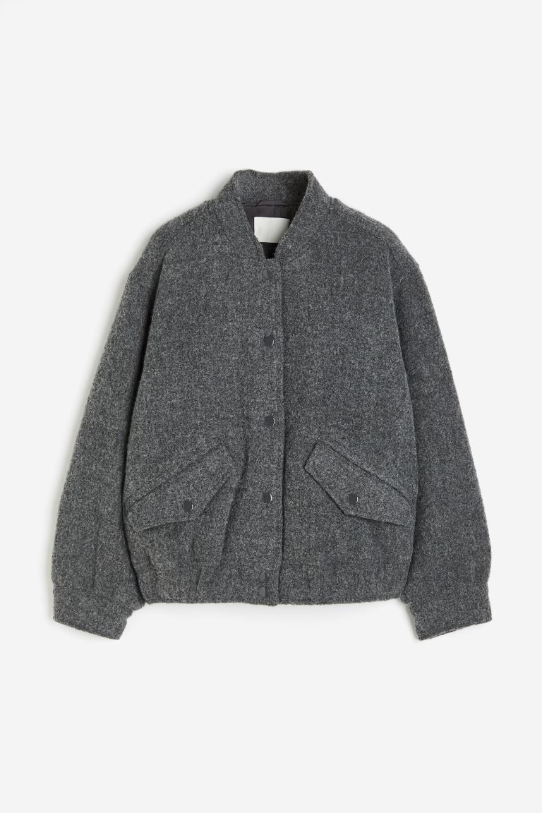 Wool-blend Bomber Jacket - Dark gray - Ladies | H&M US | H&M (US + CA)