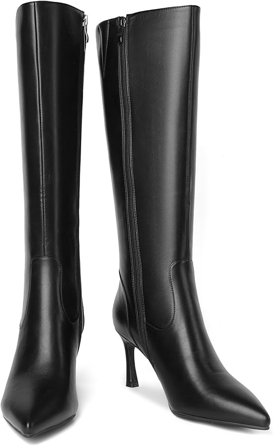Knee High Boots Women Pointed Toe Stiletto High Heel Boot for Women Sexy Side Zipper Leather Tall... | Amazon (US)