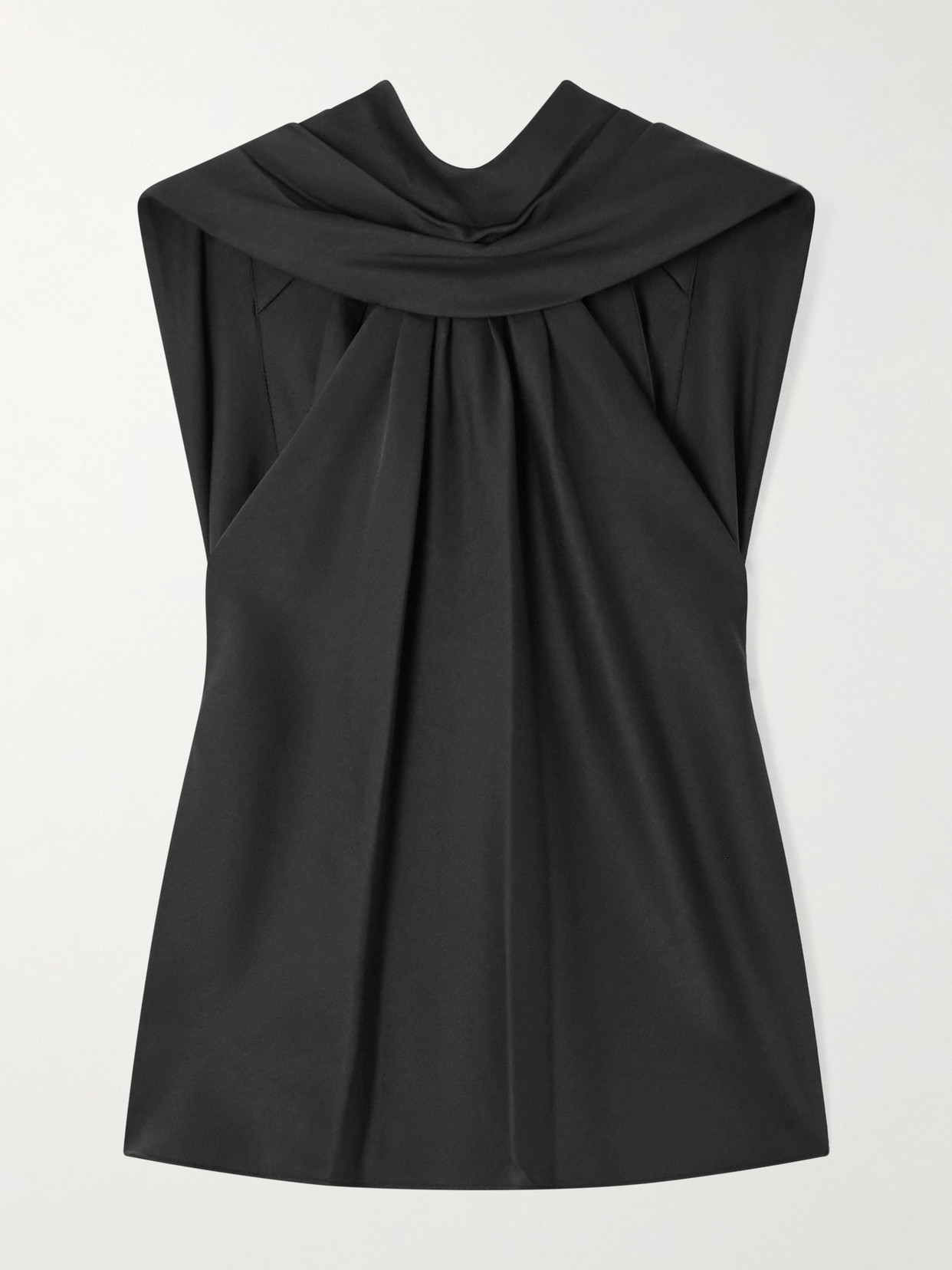 SIMKHAI - Scarlett Cape-effect Draped Satin Top - Black | NET-A-PORTER (UK & EU)