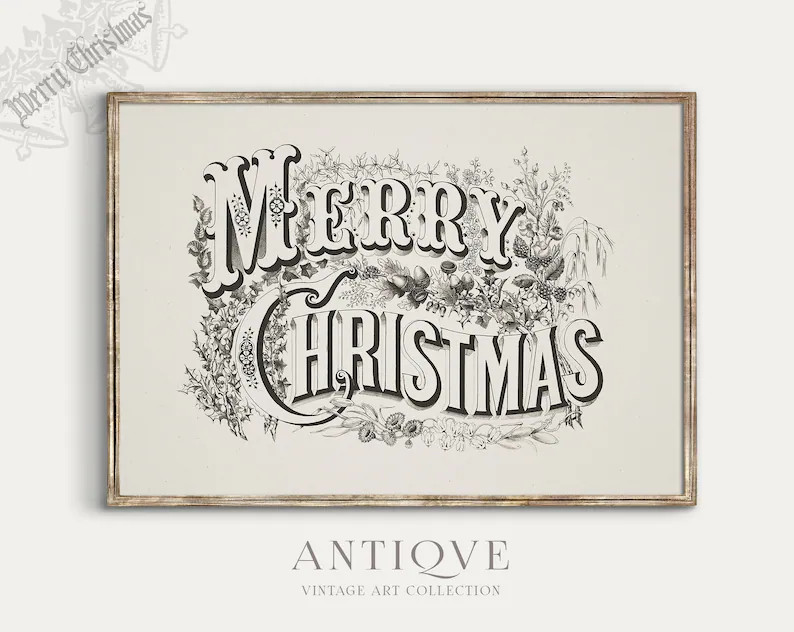 Vintage Merry Christmas Printable Sign Christmas Banner Rustic Christmas Decor Digital Download 6... | Etsy (US)