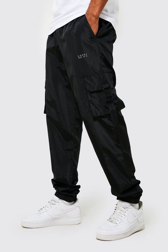 Elastic Waist Slim Fit Man Shell Cargo Jogger | boohooMAN (US & Canada)