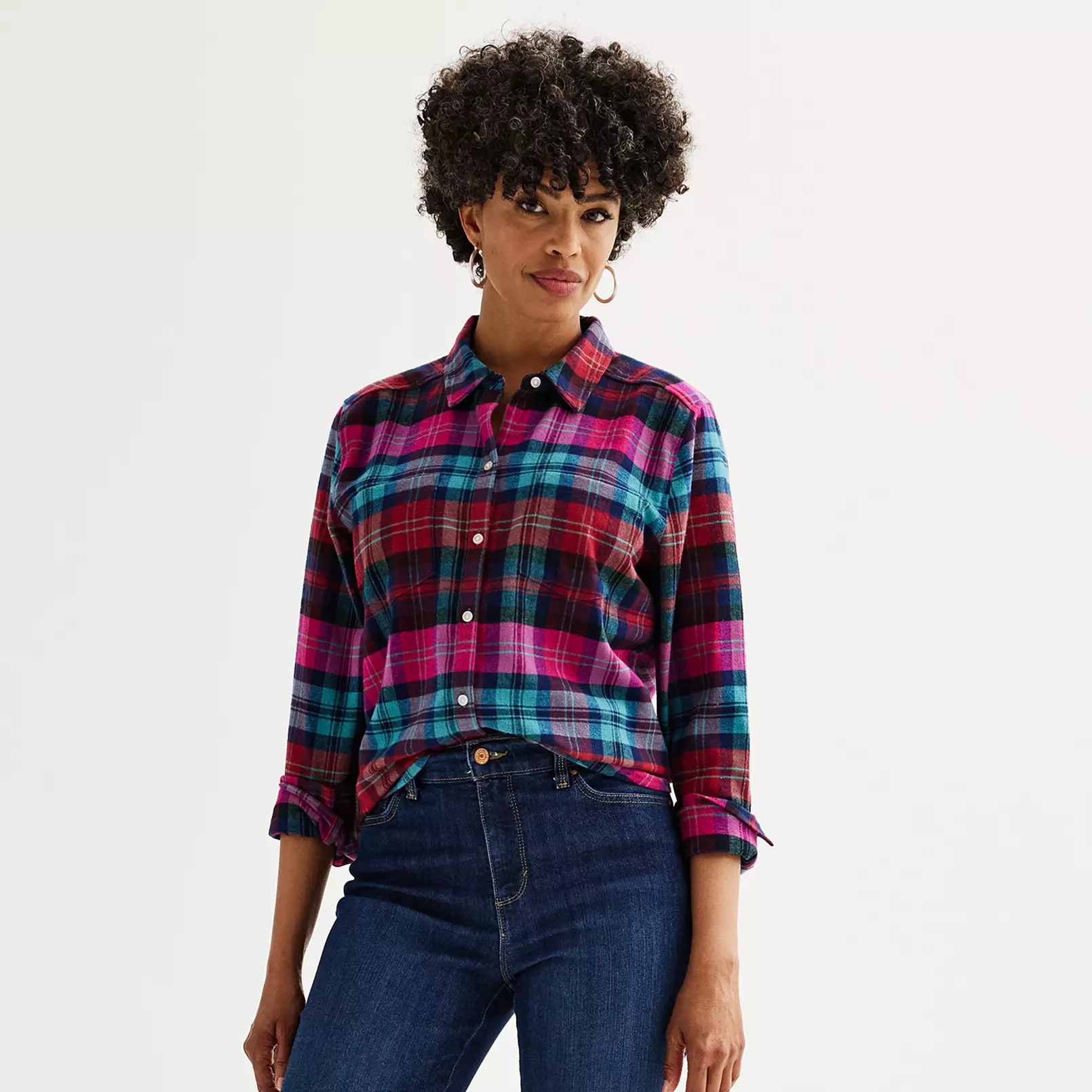 Women's Croft & Barrow® The Extra Soft Plaid Flannel Shirt | Kohl's
