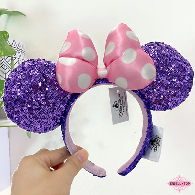 Lavender Ears Disney Parks Headband Pink Polka Dot Minnie Purple Sequin | eBay | eBay US
