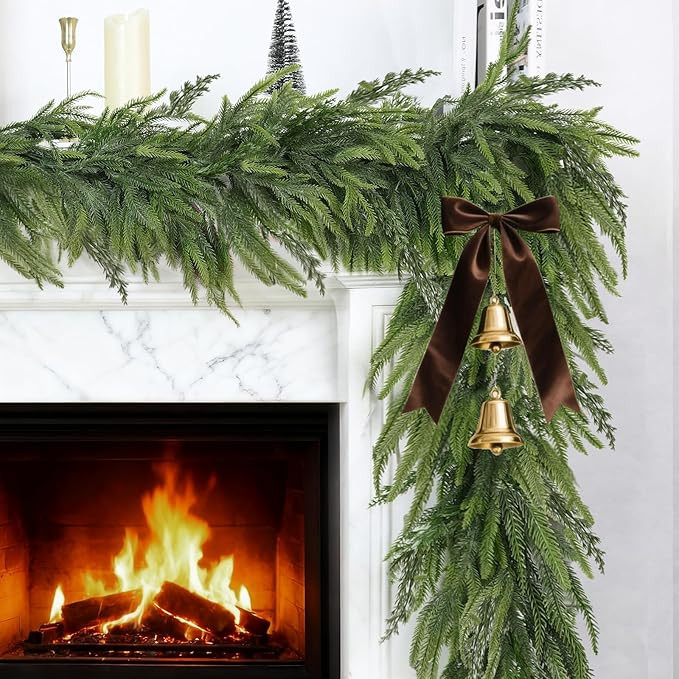 6Ft by 10 Inch Christmas Norfolk Pine Garland-Real Touch Garlands with Norfolk Pine&Cedar Branche... | Amazon (US)
