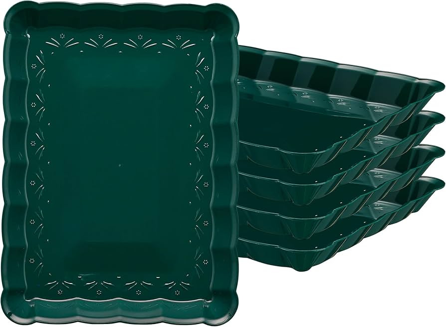 Plasticpro Plastic Serving Trays - Serving Platters Rectangle 9X13 Disposable Party Dish Christma... | Amazon (US)