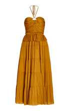 Evanthe Ruched Satin Midi Halter Dress | Moda Operandi (Global)