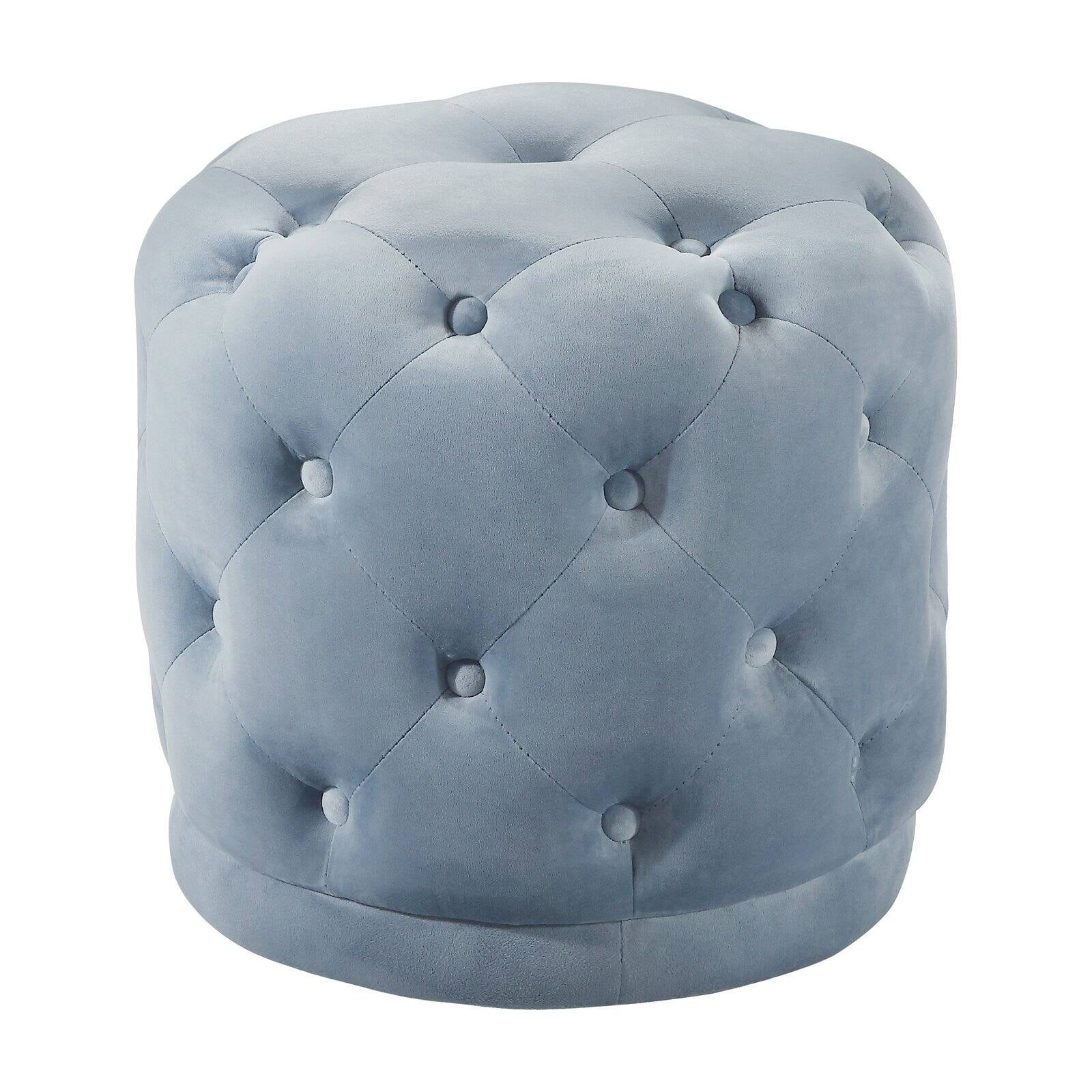 Meridian Furniture Harper Contemporary Velvet Ottoman/Stool in Sky Blue | Walmart (US)