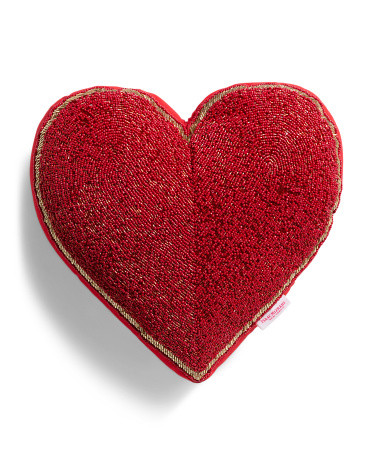 15x15 Border Beaded Heart Pillow | TJ Maxx