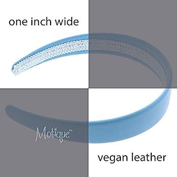 Light Blue 1 Inch Wide Leather Like Headband Solid Hair band for Women and Girls | Amazon (US)
