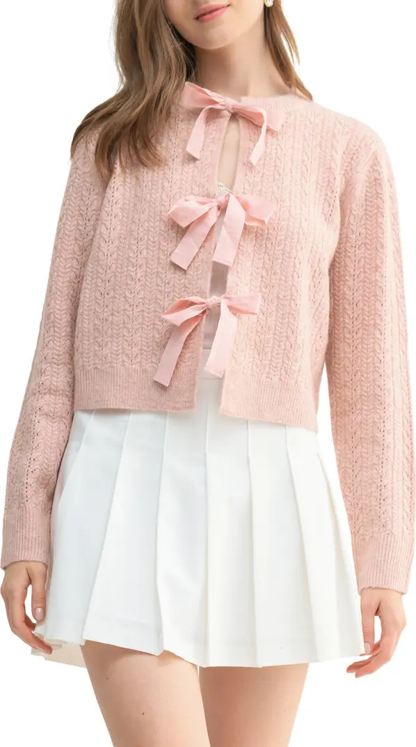 All in Favor Tie Front Cable Cardigan | Nordstrom | Nordstrom