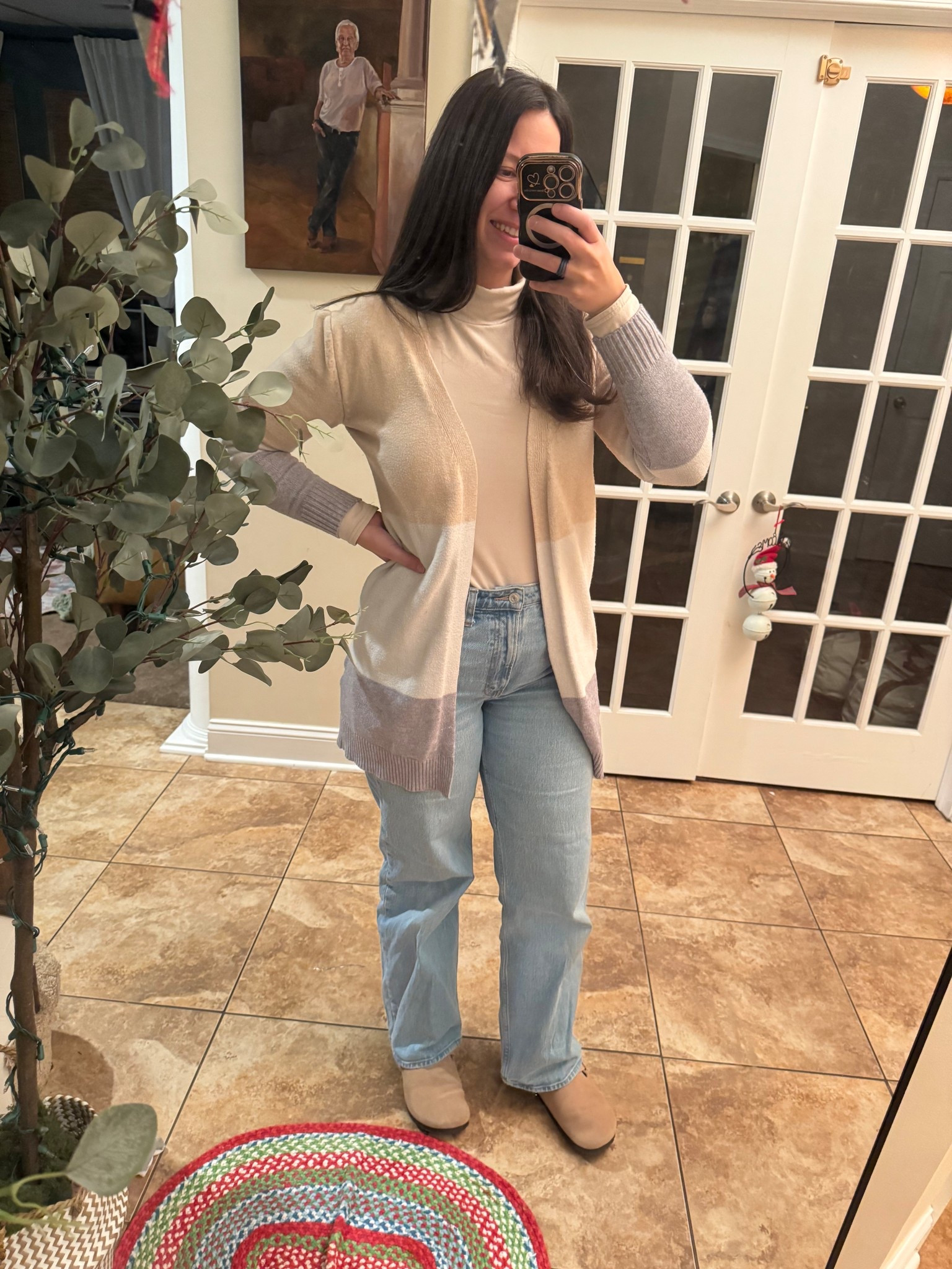 What I wore today for school drop off, running errands at Target and working from home. I was comfy but cute. I’m wearing size 30 in these jeans, curve love from Abercrombie. 

#LTKgrwm #LTKootd #LTKMidsize