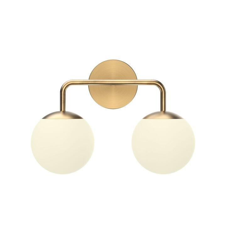 Castell 2 Globe LED Vanity Light, Aged Brass | Lights.com