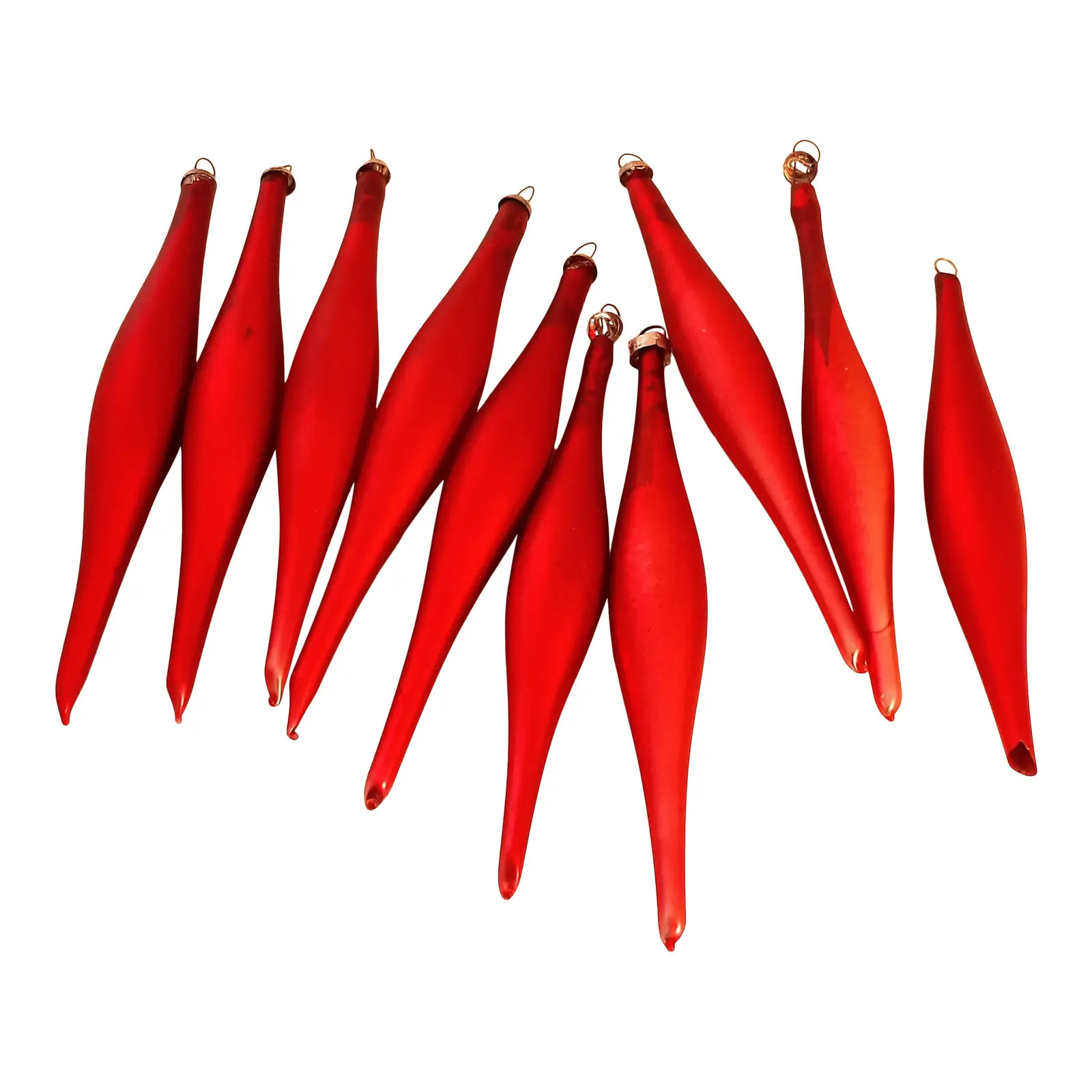 Vintage Mid Century Hand Blown Glass Tear Drop Christmas Ornaments | Chairish