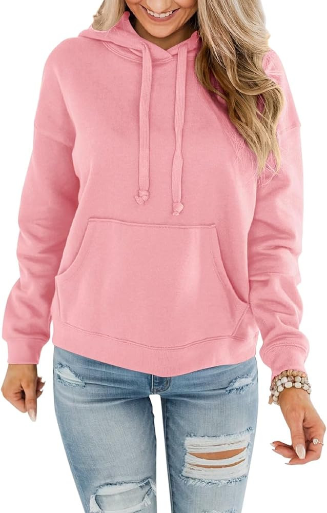 Minetom Women's Lightweight Pullover Hoodies Casual Long Sleeve Sweatshirts Tops with Pocket | Amazon (US)