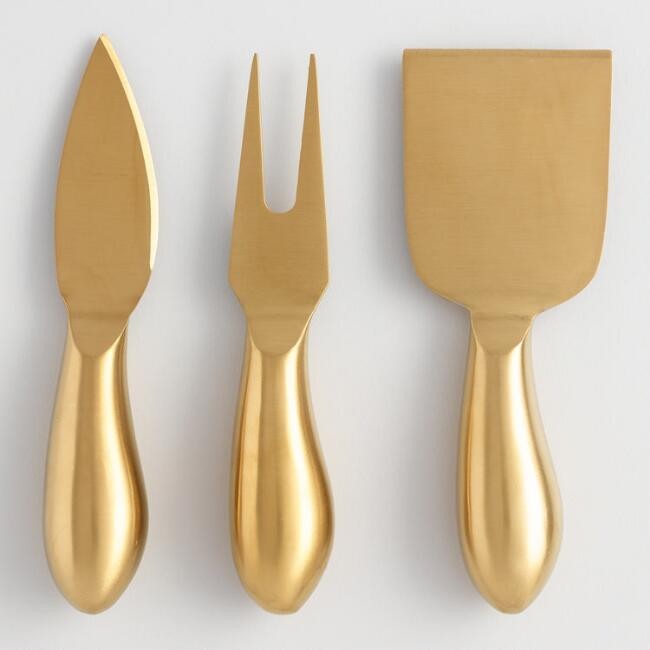 Rumbled Gold Cheese Knives 3 Piece Set | World Market