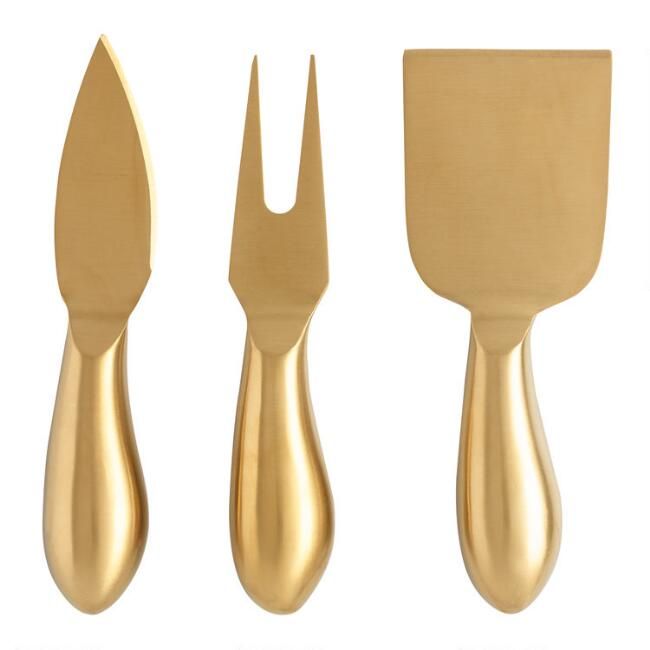 Rumbled Gold Cheese Knives 3 Piece Set | World Market