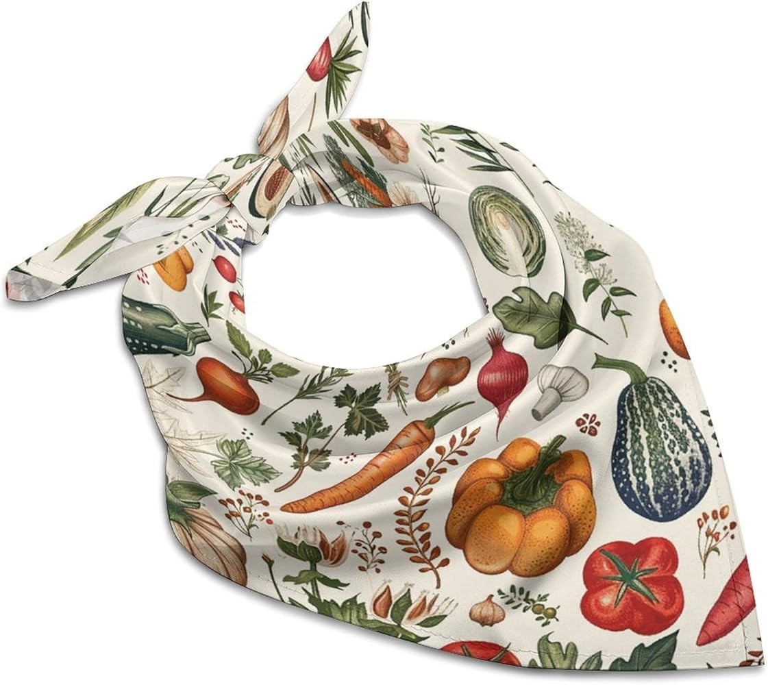 Scarf for Women Vegetables And Herbs Printed Square Scarf Headwear Printed Scarf Multi Purpose Ba... | Amazon (US)