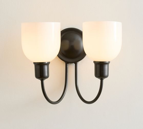 Holmes Milk Glass Double Sconce (13") | Pottery Barn (US)