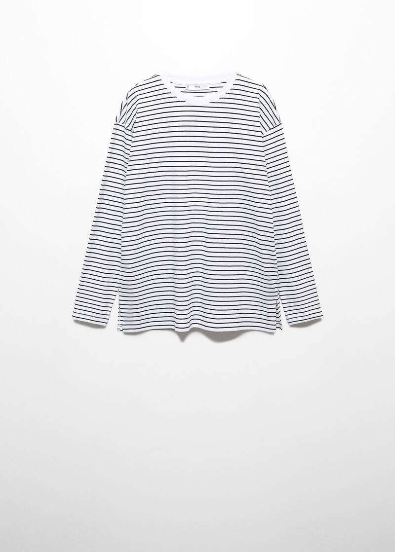 T-shirt coton à rayures -  Femme | Mango France | MANGO (FR)