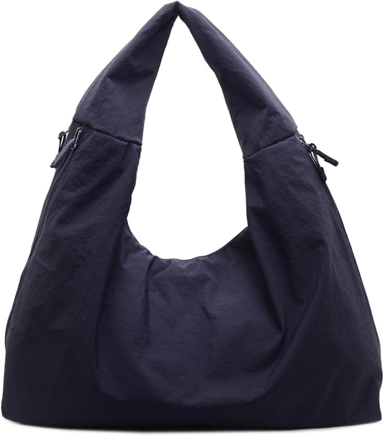 Slouchy Tote Bag 2026 Nylon Solid Pleated Handbag Men Women Large Shoulder Travel Gym Casual Comm... | Amazon (US)