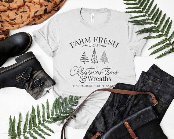 Tree Farm, Fresh Trees, Wreaths,  Holiday, Womens Christmas shirt, Christmas tshirt, Holiday Shir... | Etsy (US)