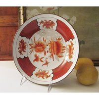 Vintage Large Oriental Porcelain & Brass Bowl/Wall Art, Chinoiserie Red Dish, Wall Decor | Etsy (US)