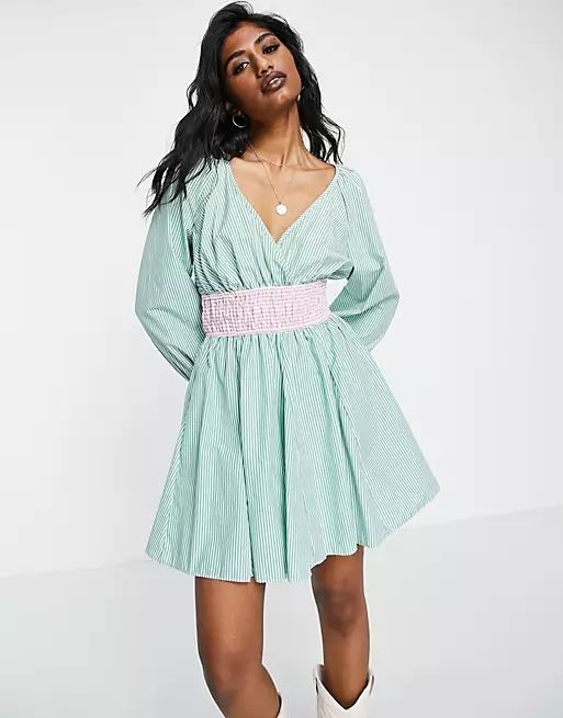 Topshop stripe mix and match mini dress in multi | ASOS (Global)