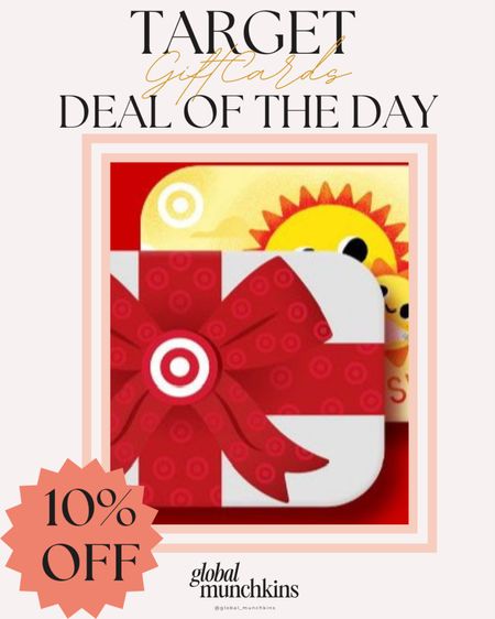 Target deal of the Day! Get 10% off Target gift cards using your Target circle! This is only valid on a one-time purchase up to $500. 

#LTKsalealert #LTKfamily #LTKxTarget
