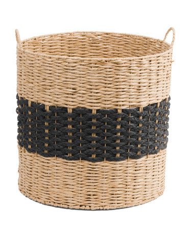 Paper Cord Round Basket With Center Stripe | TJ Maxx