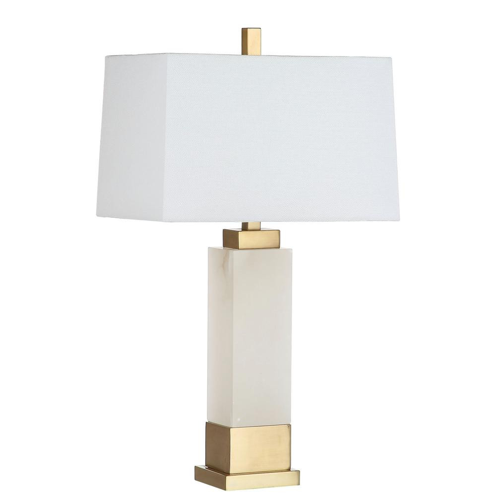 Safavieh Rozella Alabaster 29.5 in. White/Gold Marble Table Lamp with White Shade-TBL4006A - The ... | The Home Depot