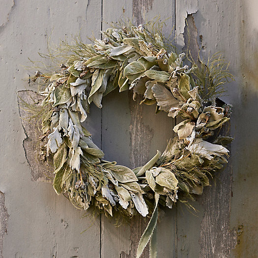 Right Side Hand Fresh Lambs Ear + Eucalyptus Holiday Wreath | Terrain