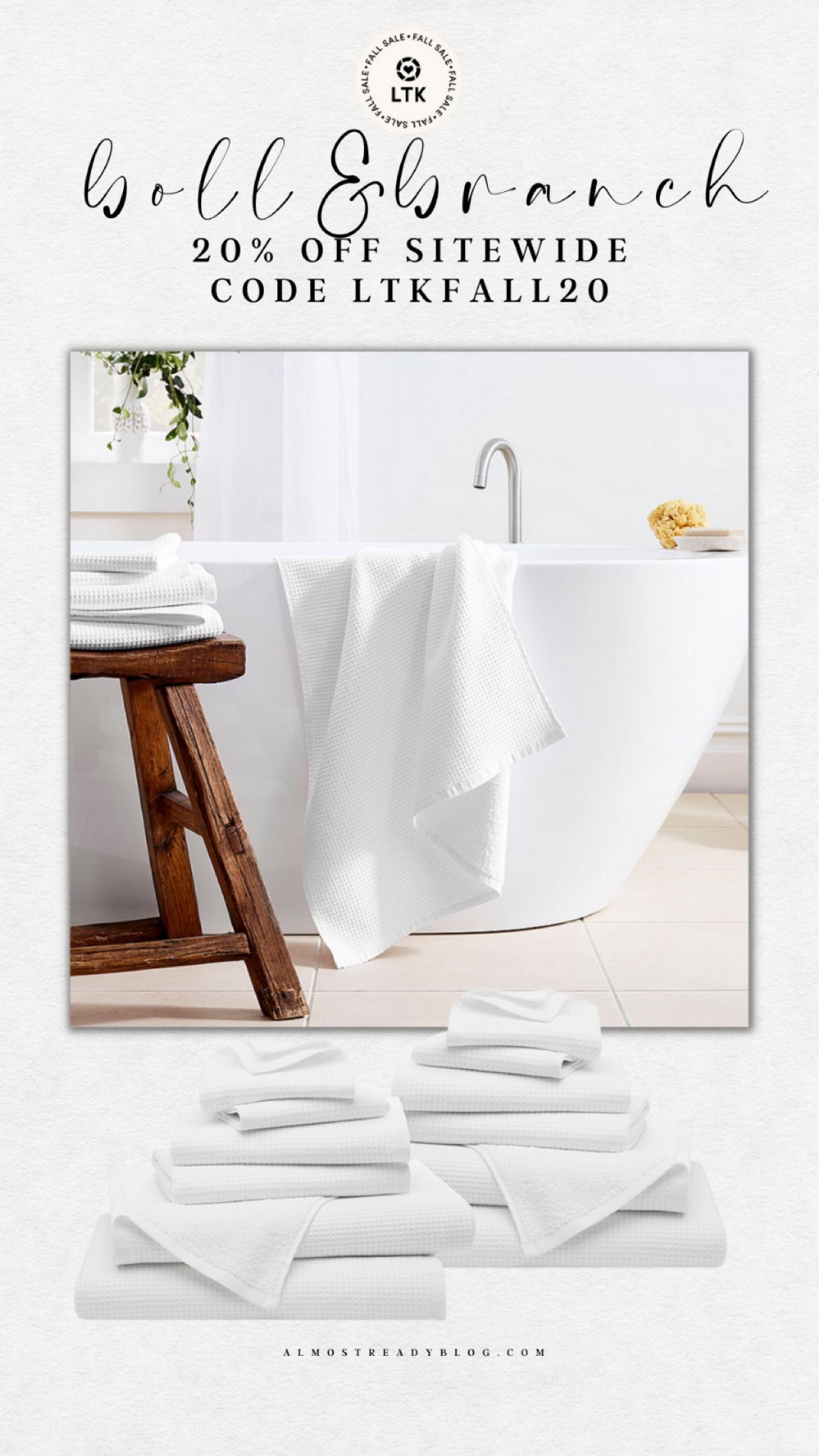 Boll & Branch 20% off sitewide code LTKFALL20 

#LTKSale #LTKsalealert