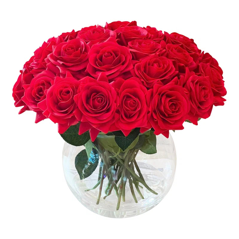 Rose Arrangement in Vase | Wayfair North America