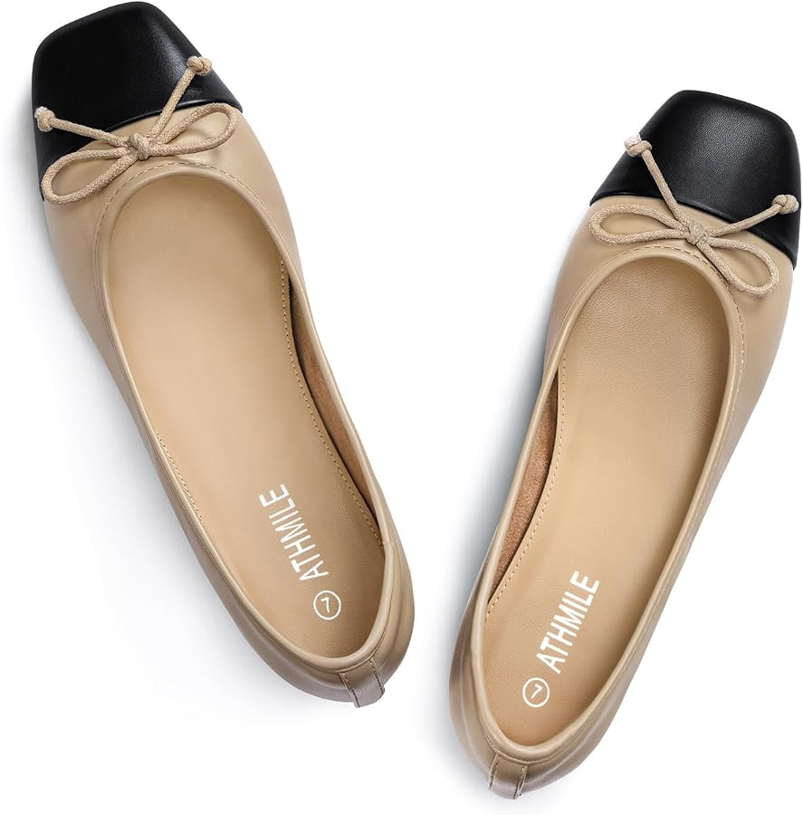 Ballet Flats for Women,Square Toe Ballerina Flat Shoes,Dressy Causal Shoes | Amazon (US)