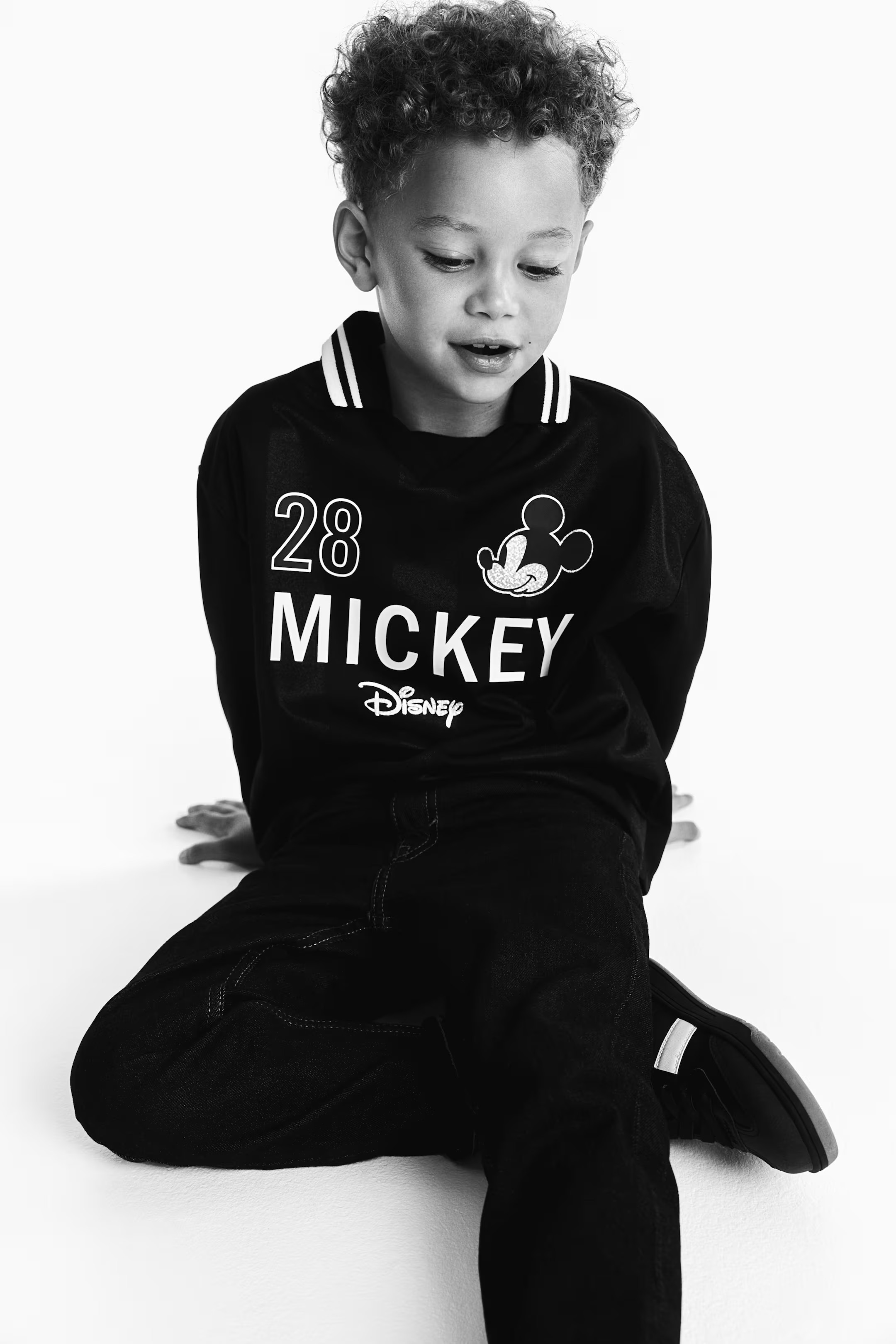 Print-Motif Polo Shirt - Black/Mickey Mouse - Kids | H&M US | H&M (US + CA)