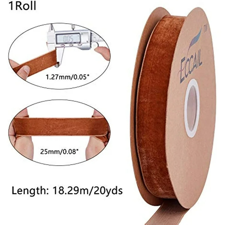 20 Yards 1 Inch Single Side Velvet Ribbon Satin Ribbon Roll for Wedding Gift Wrapping Hair Bows F... | Walmart (US)