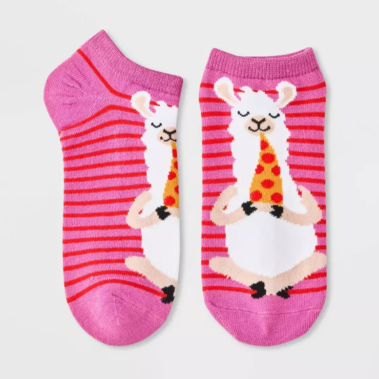 Women's Pizza Llama Low Cut Socks - Xhilaration™ Pink 4-10 | Target